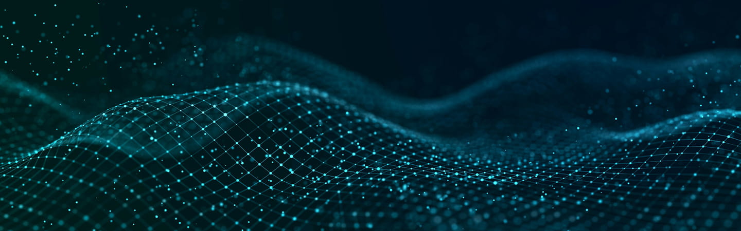Abstract background featuring intersecting net of dots used in response to ransomware attack case study.