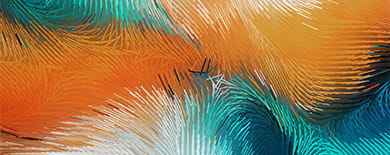Abstract flowing lines in teal and orange