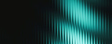 Abstract digital waveform with glowing teal lines emerging from a black background.