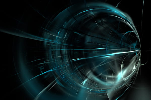Abstract cyan light beams radiating on a black background used in our Ahead of the Deal series