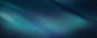 Abstract digital wave surface with glowing dot matrix pattern in teal and dark blue tones.