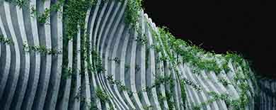 Green plants in wave-shaped concrete architecture for Ashurst Perkins Coie Climate Transition Plan Assessment Solution
